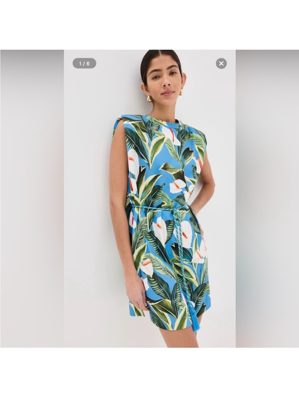 FARM Rio Blue Tropical Floral Button-Up